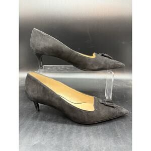 Talbots Black Pointed Toe Tassled Heel Suede Genuine Leather Size 9.5 AA